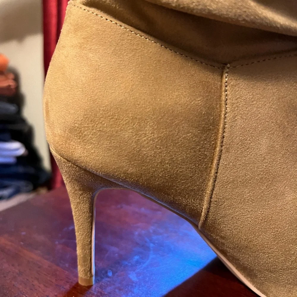 Tan‎ Slouch Suede Feel Stiletto Heel Boots Women’s Size 11 NWOT